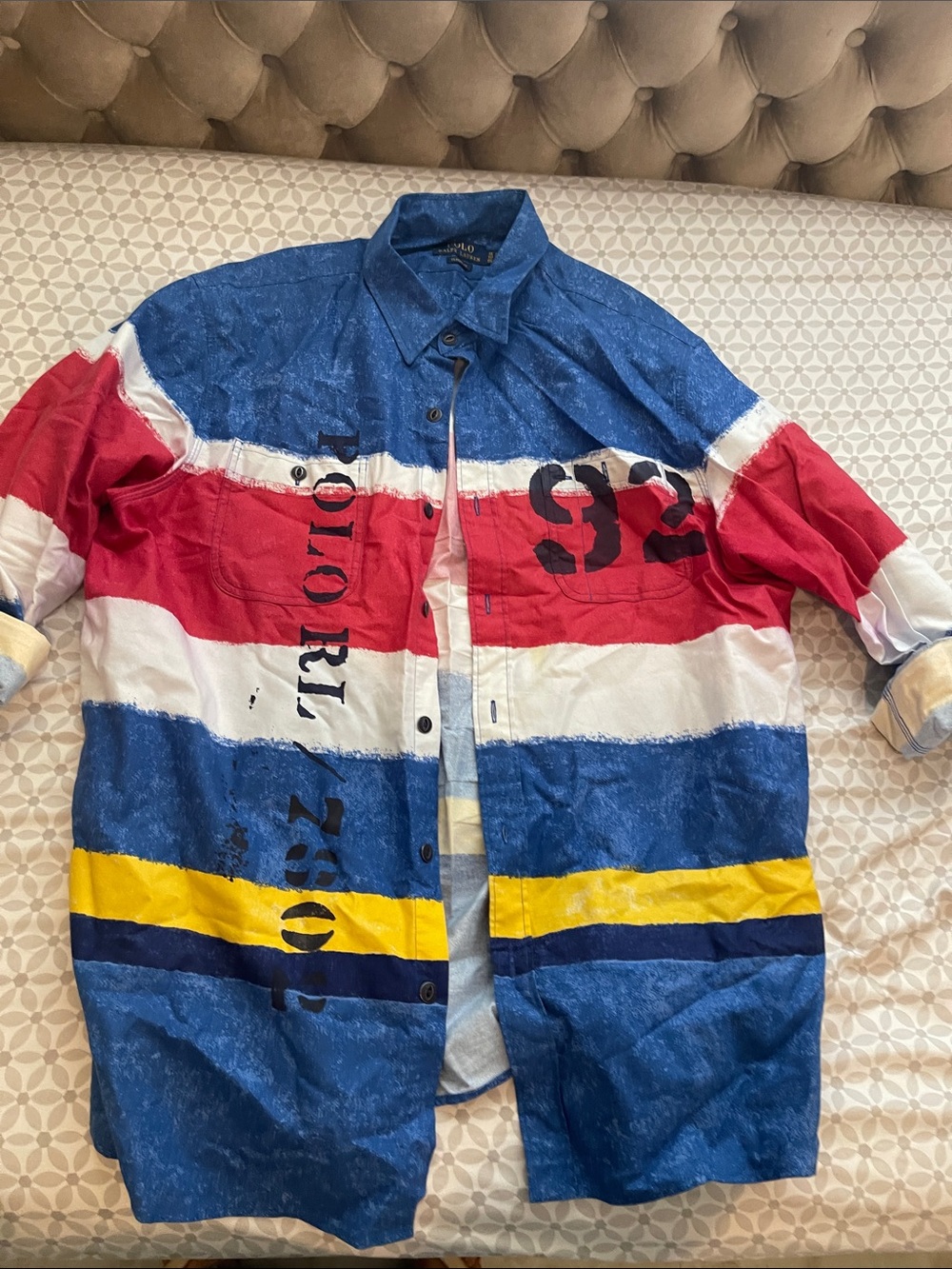 Polo by Ralph Lauren Blue, Red, White & Yellow Striped Shirt